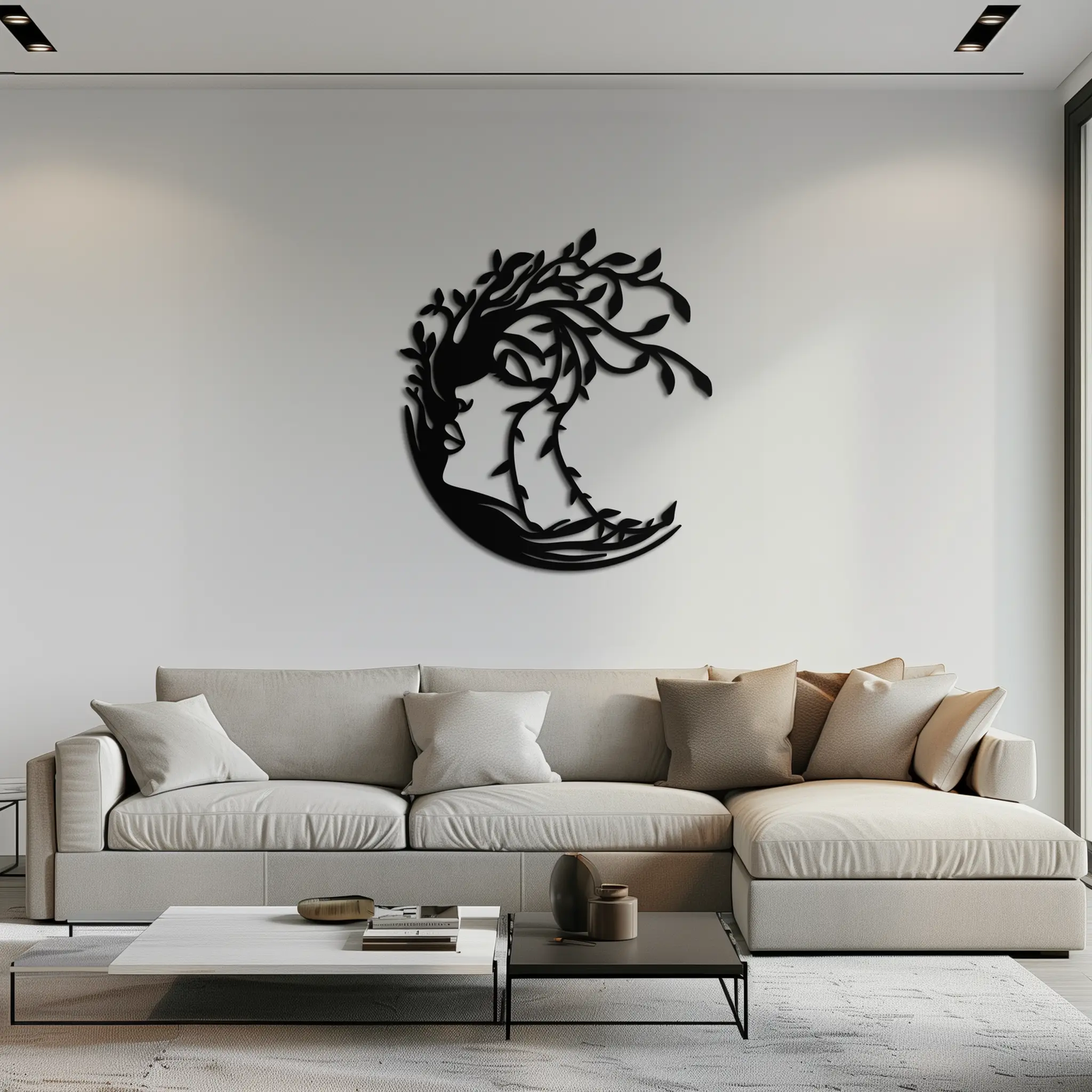 Tree Woman Silhouette Metal Wall Art – Nature-Inspired Feminine Design for Home Decor- KAF680 by Enova Art