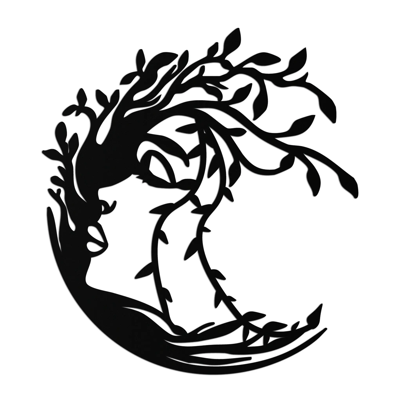 Tree Woman Silhouette Metal Wall Art – Nature-Inspired Feminine Design for Home Decor- KAF680 by Enova Art