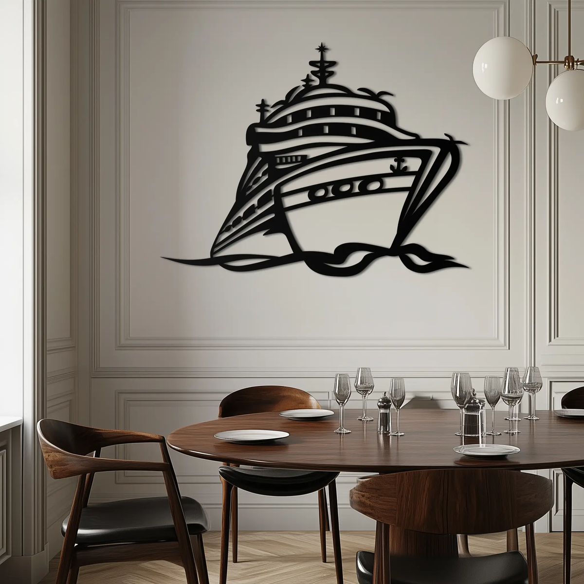 Majestic Cruise Ship Silhouette Metal Wall Art – Nautical Decor for Sea Lovers- KAF682 by Enova Art