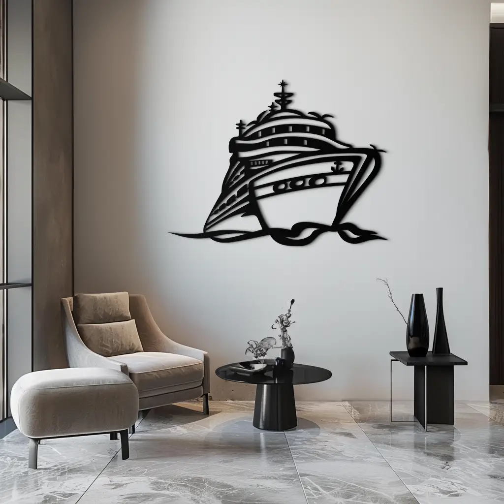 Majestic Cruise Ship Silhouette Metal Wall Art – Nautical Decor for Sea Lovers- KAF682 by Enova Art
