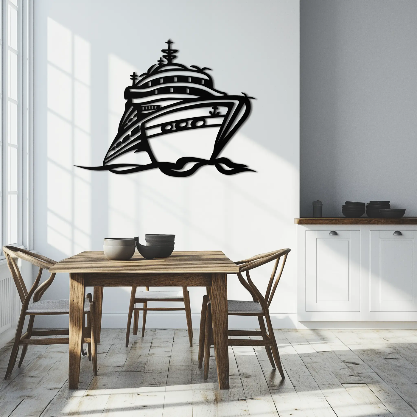 Majestic Cruise Ship Silhouette Metal Wall Art – Nautical Decor for Sea Lovers- KAF682 by Enova Art