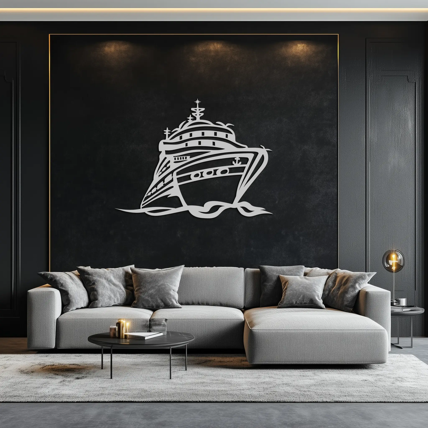 Majestic Cruise Ship Silhouette Metal Wall Art – Nautical Decor for Sea Lovers- KAF682 by Enova Art