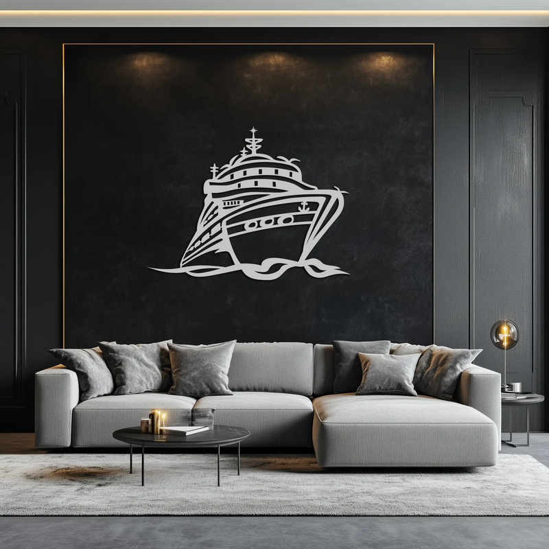 Majestic Cruise Ship Silhouette Metal Wall Art – Nautical Decor for Sea Lovers- KAF682 by Enova Art