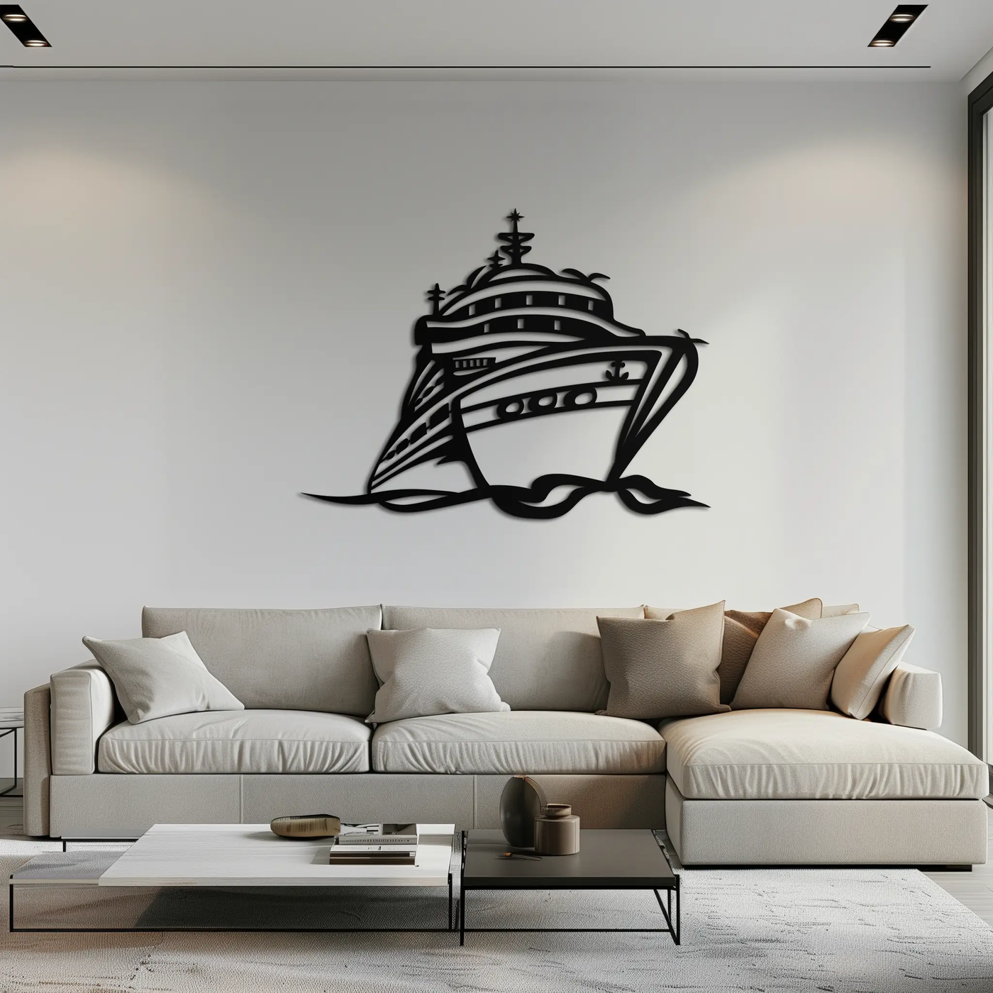 Majestic Cruise Ship Silhouette Metal Wall Art – Nautical Decor for Sea Lovers- KAF682 by Enova Art
