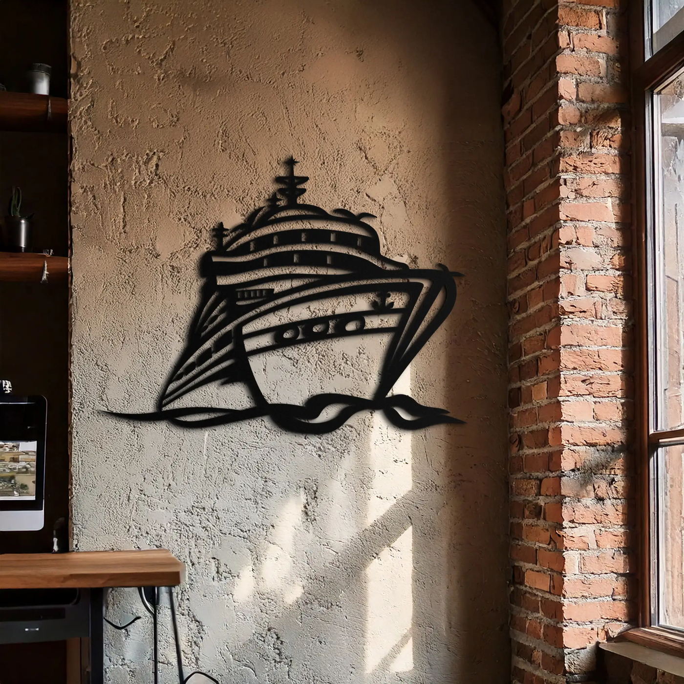 Majestic Cruise Ship Silhouette Metal Wall Art – Nautical Decor for Sea Lovers- KAF682 by Enova Art