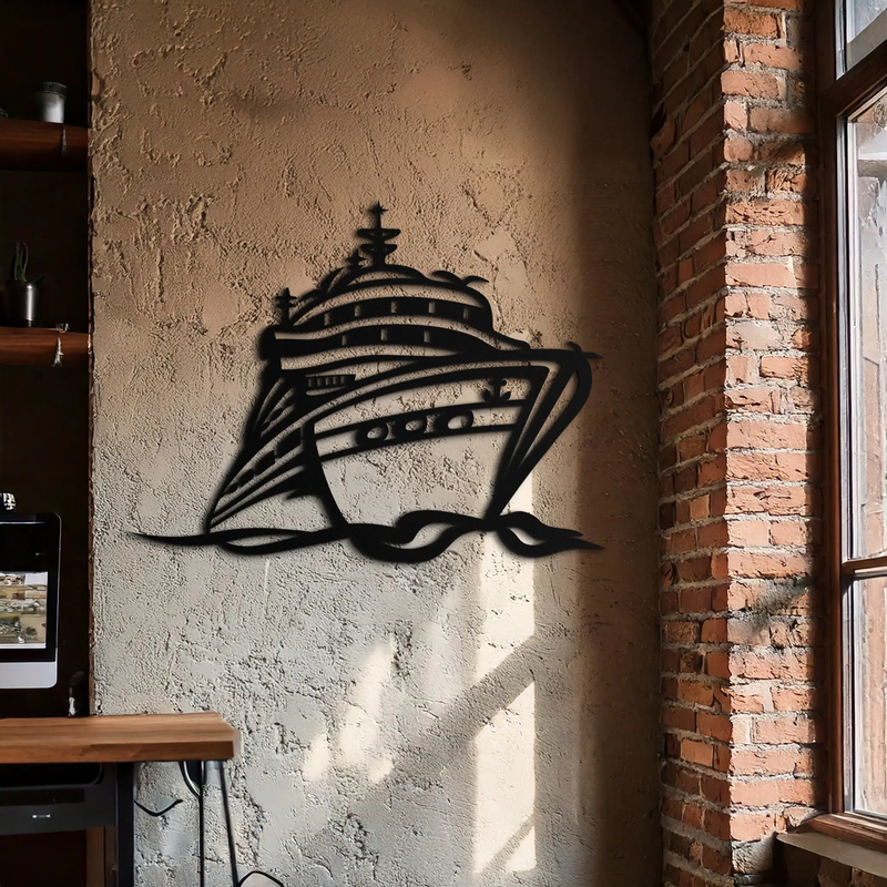 Majestic Cruise Ship Silhouette Metal Wall Art – Nautical Decor for Sea Lovers- KAF682 by Enova Art