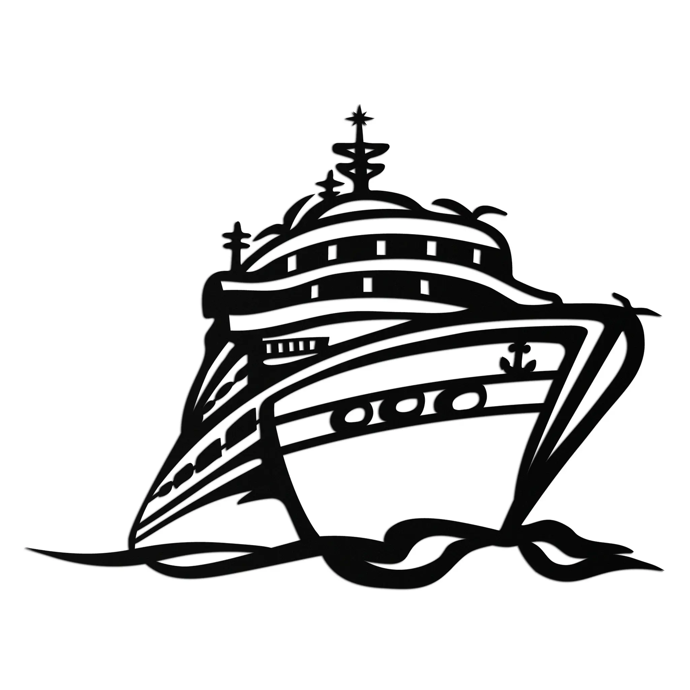 Majestic Cruise Ship Silhouette Metal Wall Art – Nautical Decor for Sea Lovers- KAF682 by Enova Art