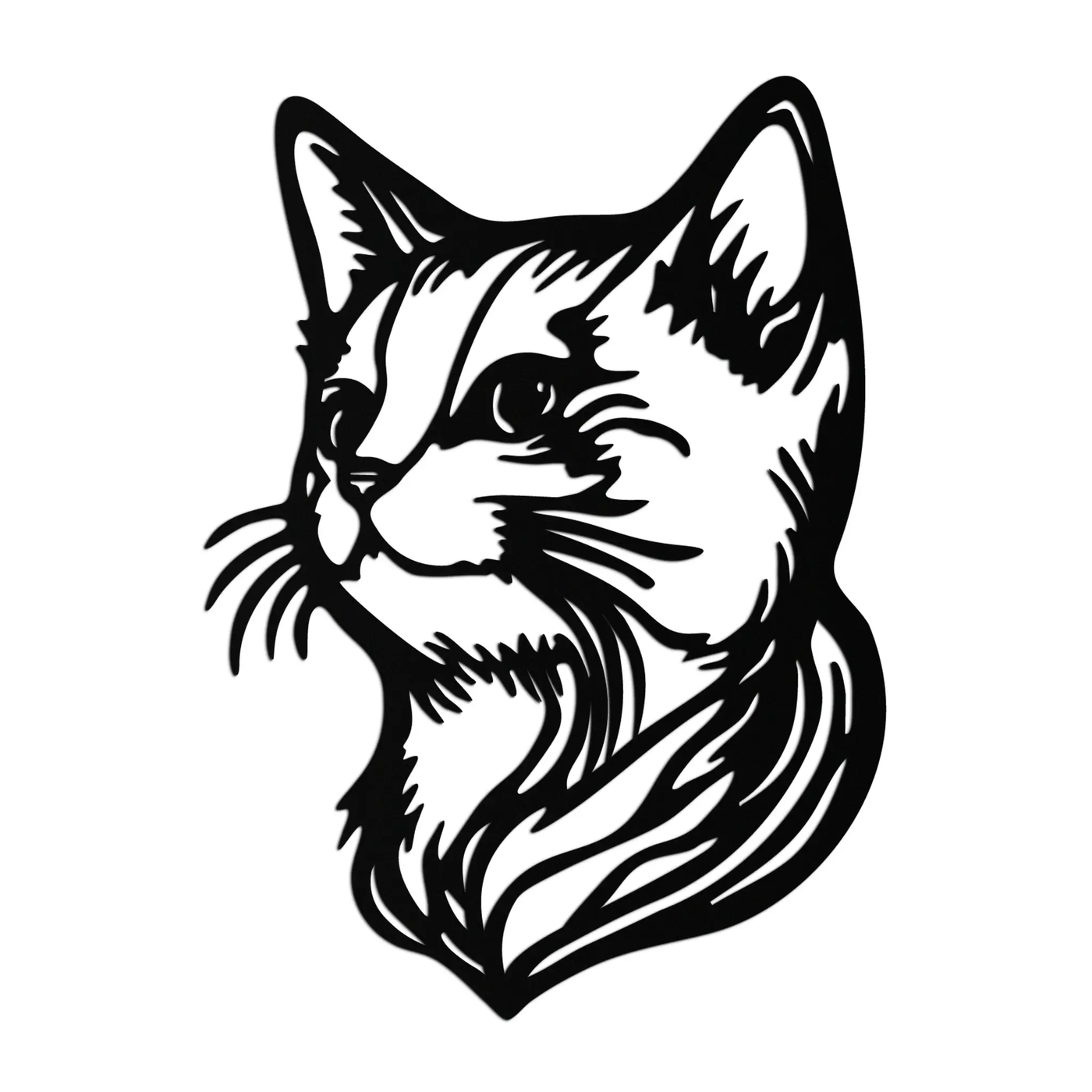 Graceful Cat Head Silhouette Metal Wall Art – Feline-Inspired Decorative Piece- KAF684 by Enova Art