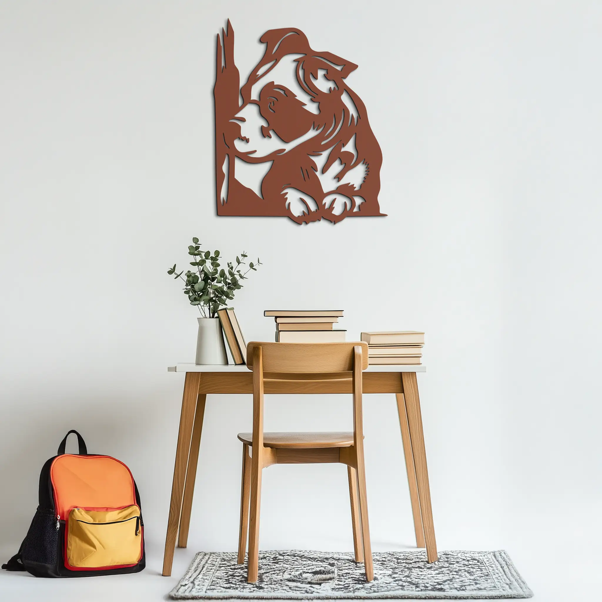 Cute Puppy Peeking Silhouette Metal Wall Art – Adorable Dog Decor for Pet Lovers- KAF685 by Enova Art