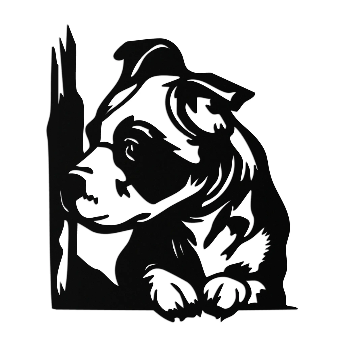 Cute Puppy Peeking Silhouette Metal Wall Art – Adorable Dog Decor for Pet Lovers- KAF685 by Enova Art
