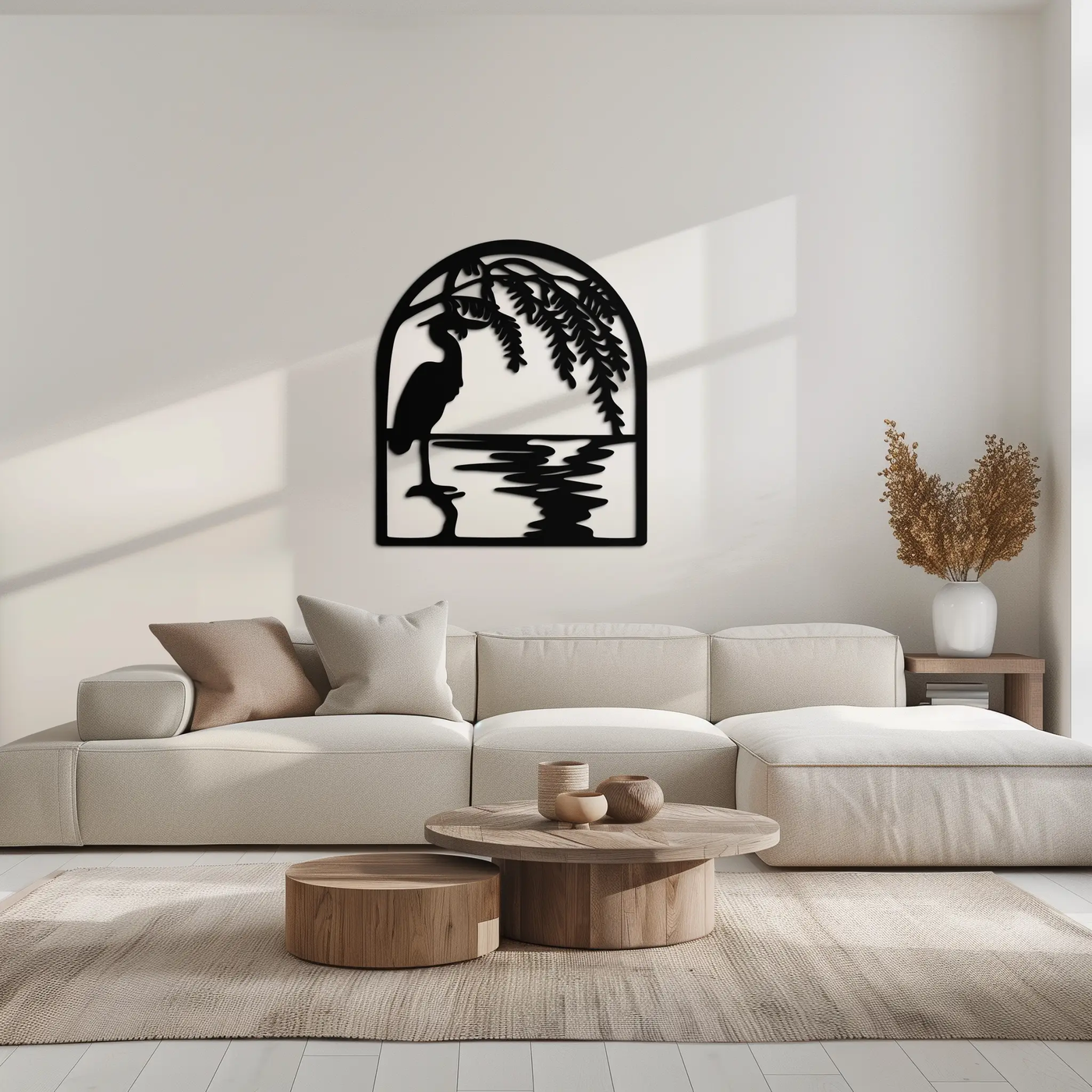 Flamingo Lake Scene Metal Wall Art – Tranquil Nature-Inspired Silhouette for Home Decor- KAF686 by Enova Art