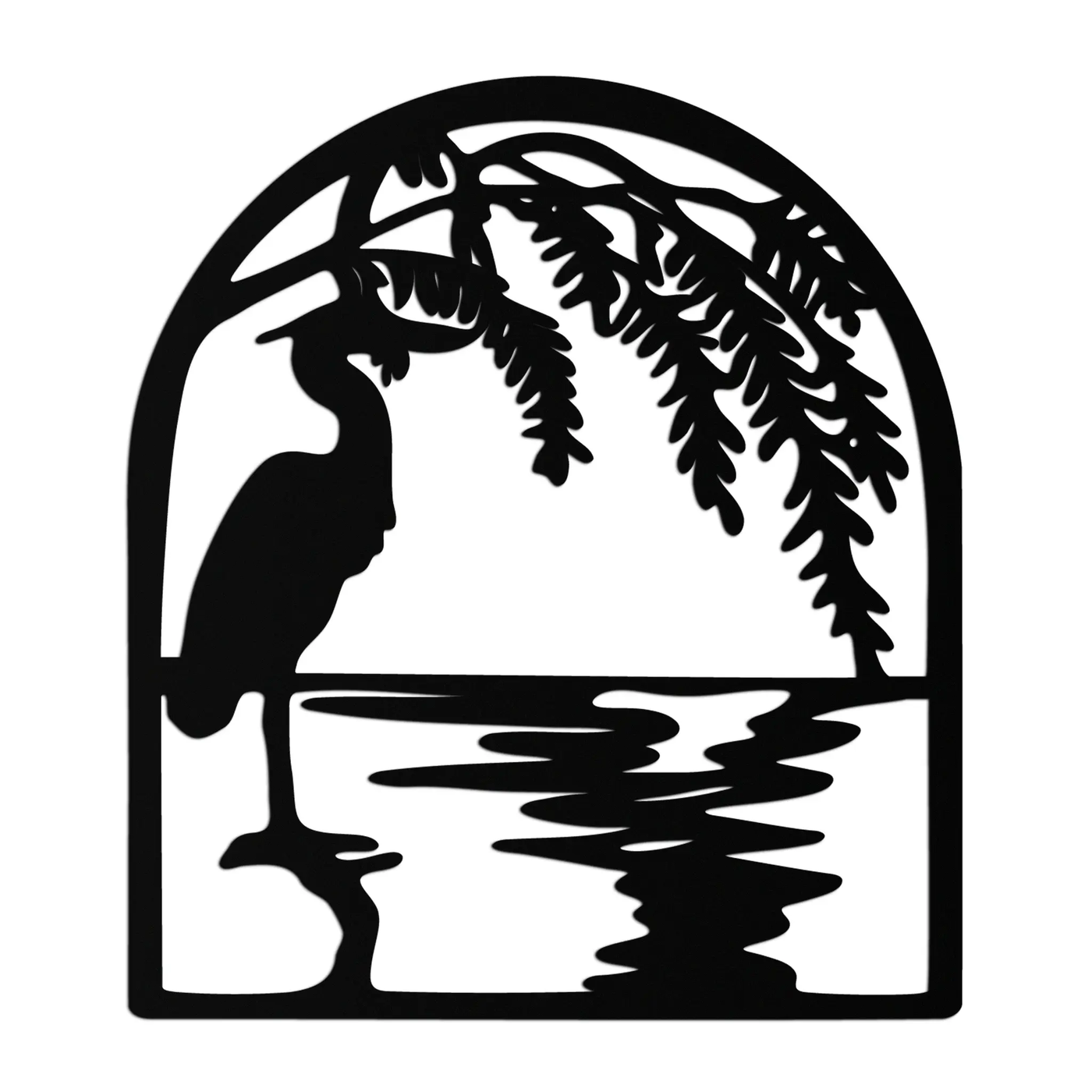 Flamingo Lake Scene Metal Wall Art – Tranquil Nature-Inspired Silhouette for Home Decor- KAF686 by Enova Art