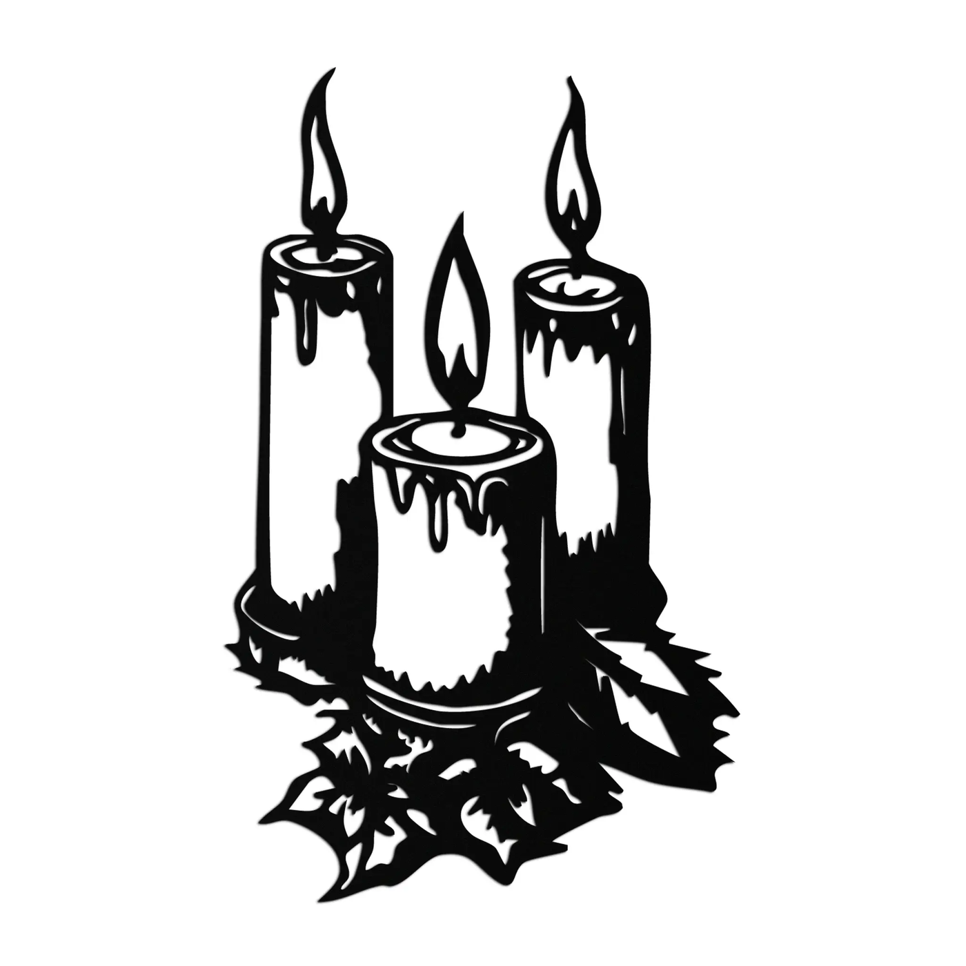Three Candle Silhouette Metal Wall Art – Elegant Festive Decor for Cozy Interiors- KAF687 by Enova Art