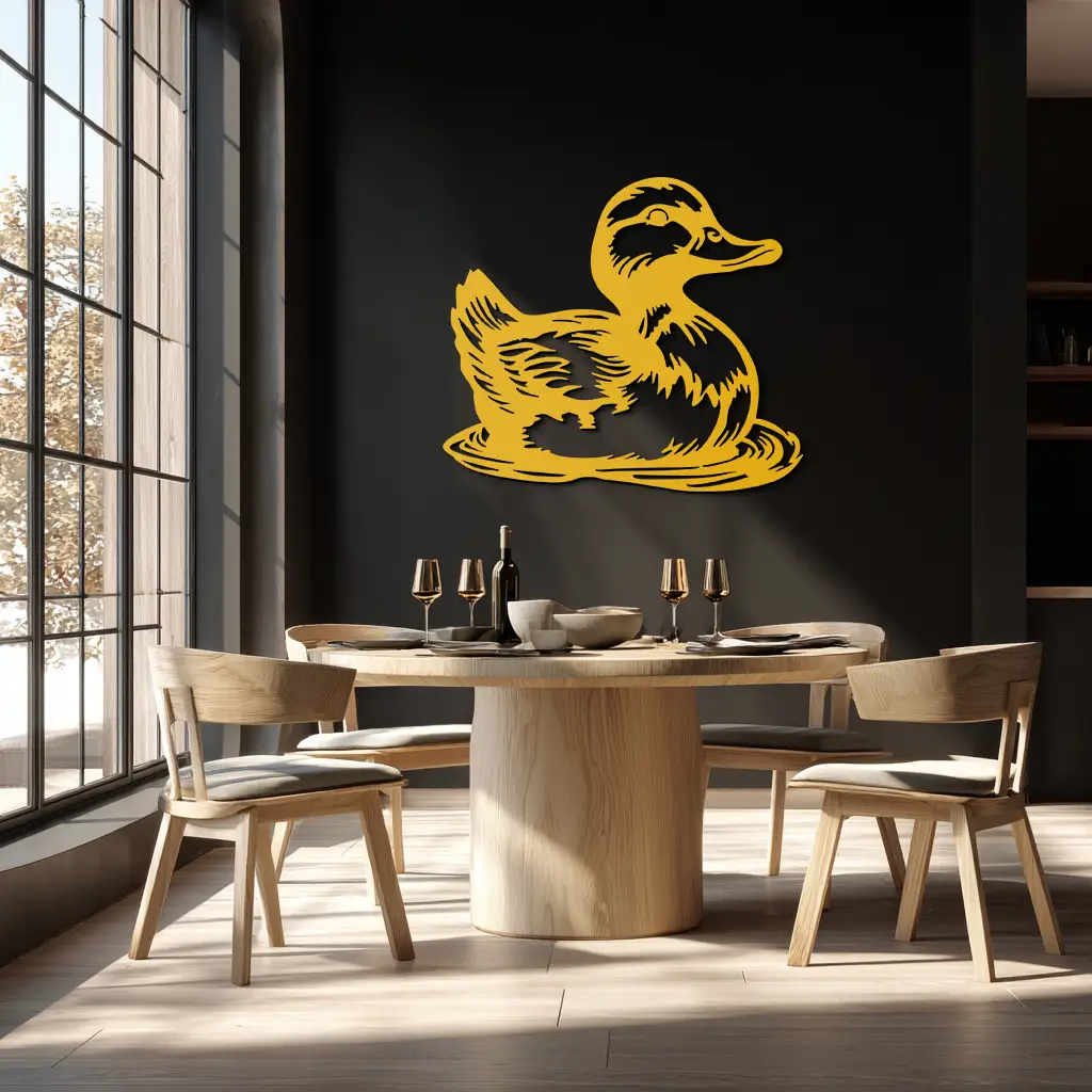 Duckling Metal Wall Art – Adorable Animal Silhouette for Farmhouse or Kids' Room Decor- KAF688 by Enova Art
