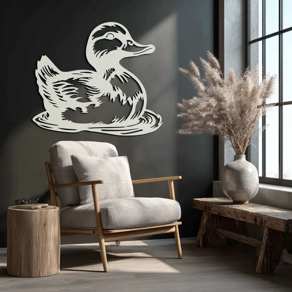 Duckling Metal Wall Art – Adorable Animal Silhouette for Farmhouse or Kids' Room Decor- KAF688 by Enova Art