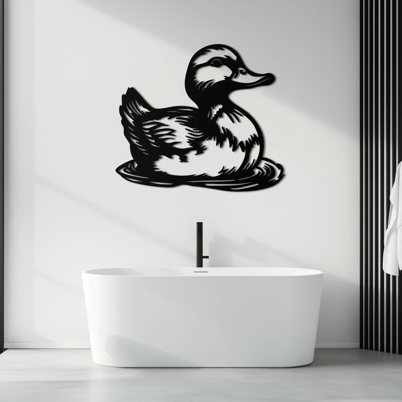 Duckling Metal Wall Art – Adorable Animal Silhouette for Farmhouse or Kids' Room Decor- KAF688 by Enova Art
