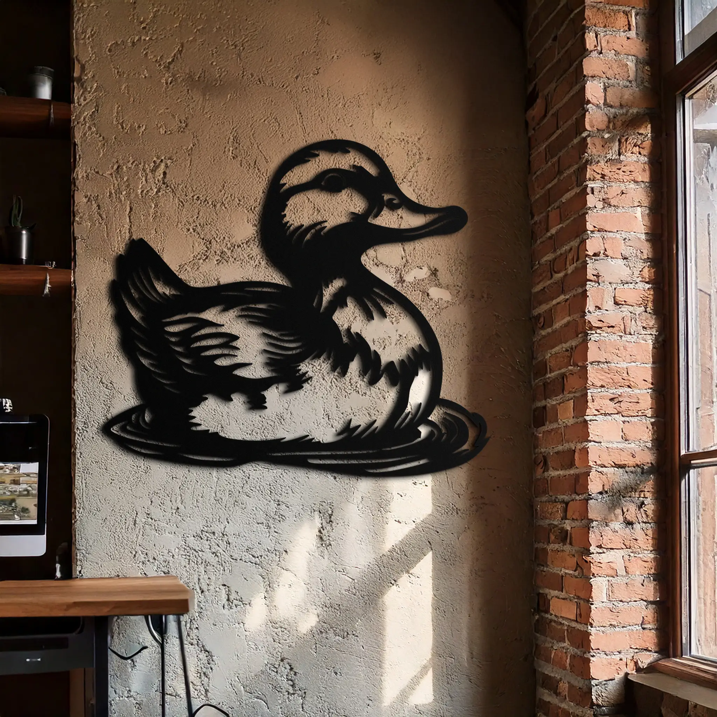 Duckling Metal Wall Art – Adorable Animal Silhouette for Farmhouse or Kids' Room Decor- KAF688 by Enova Art