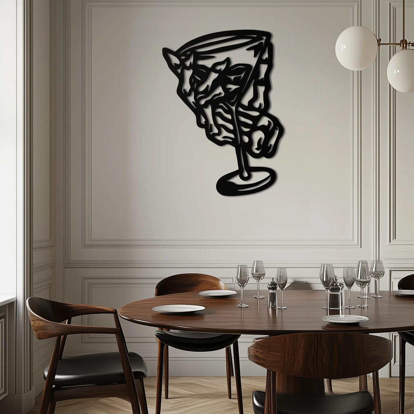 Wine Glass Silhouette Metal Wall Art – Artistic Bar Decor for Wine Lovers- KAF689 by Enova Art