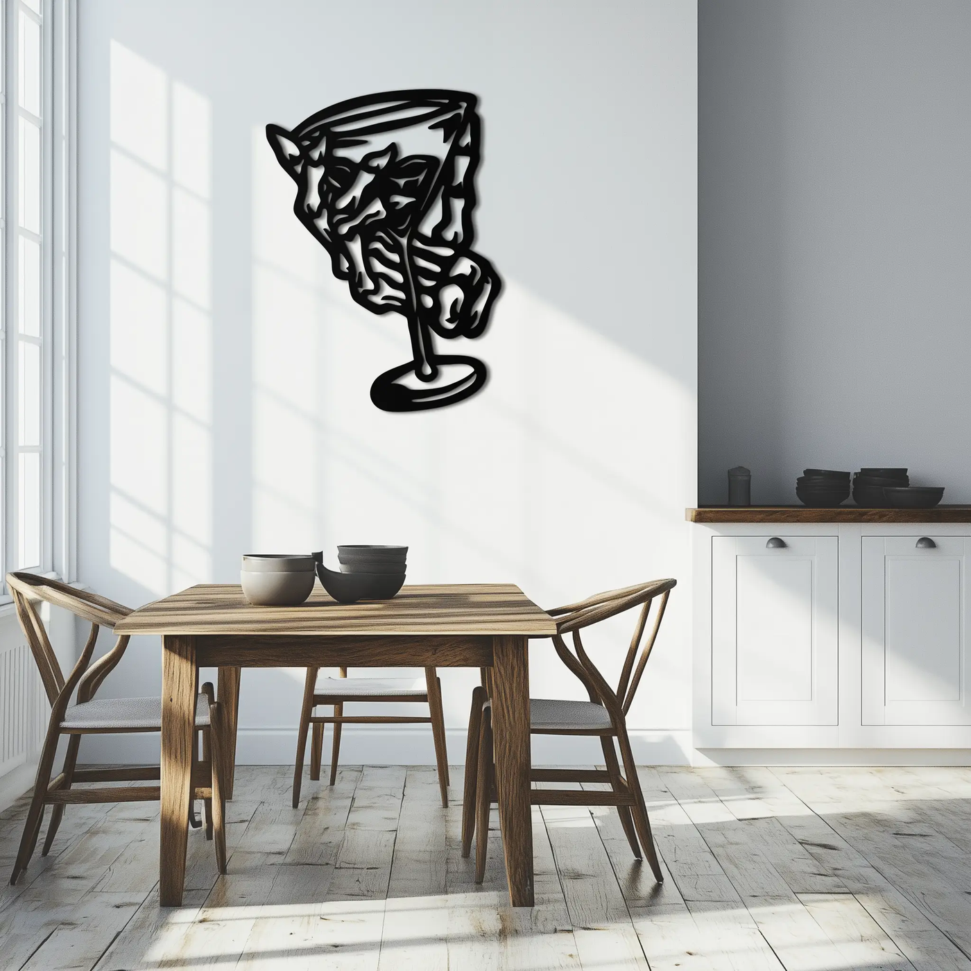 Wine Glass Silhouette Metal Wall Art – Artistic Bar Decor for Wine Lovers- KAF689 by Enova Art