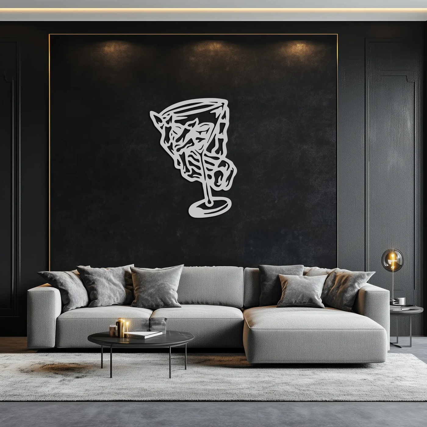 Wine Glass Silhouette Metal Wall Art – Artistic Bar Decor for Wine Lovers- KAF689 by Enova Art