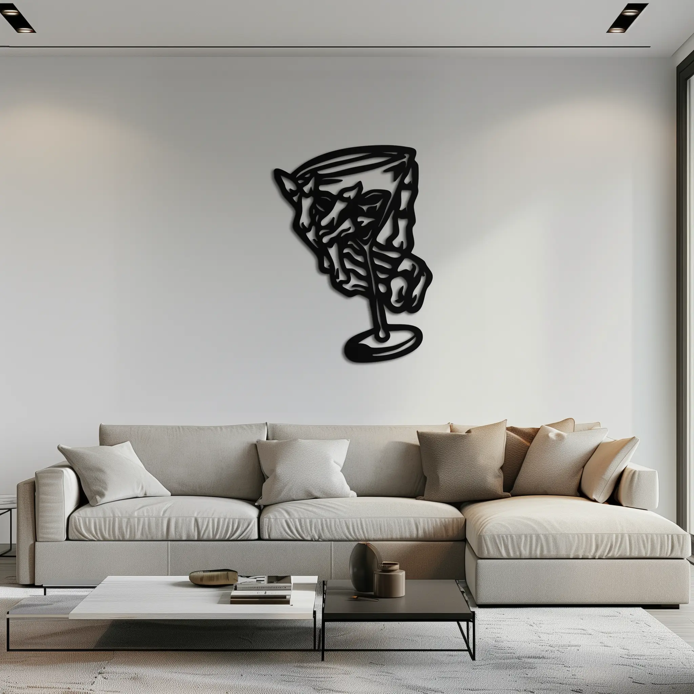 Wine Glass Silhouette Metal Wall Art – Artistic Bar Decor for Wine Lovers- KAF689 by Enova Art