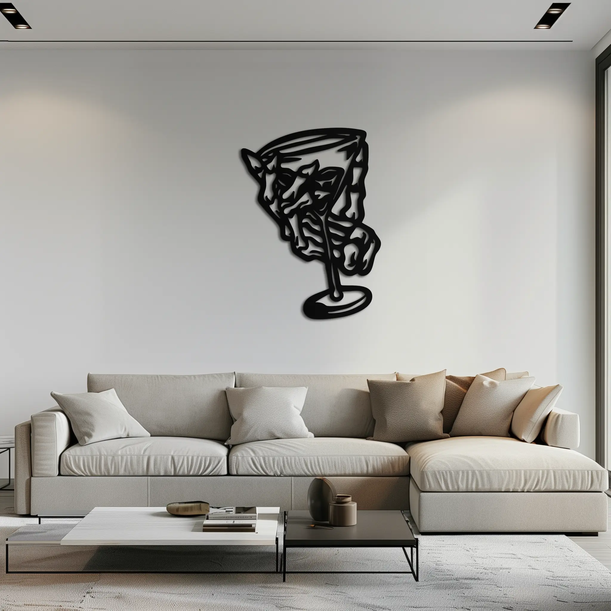Wine Glass Silhouette Metal Wall Art – Artistic Bar Decor for Wine Lovers- KAF689 by Enova Art