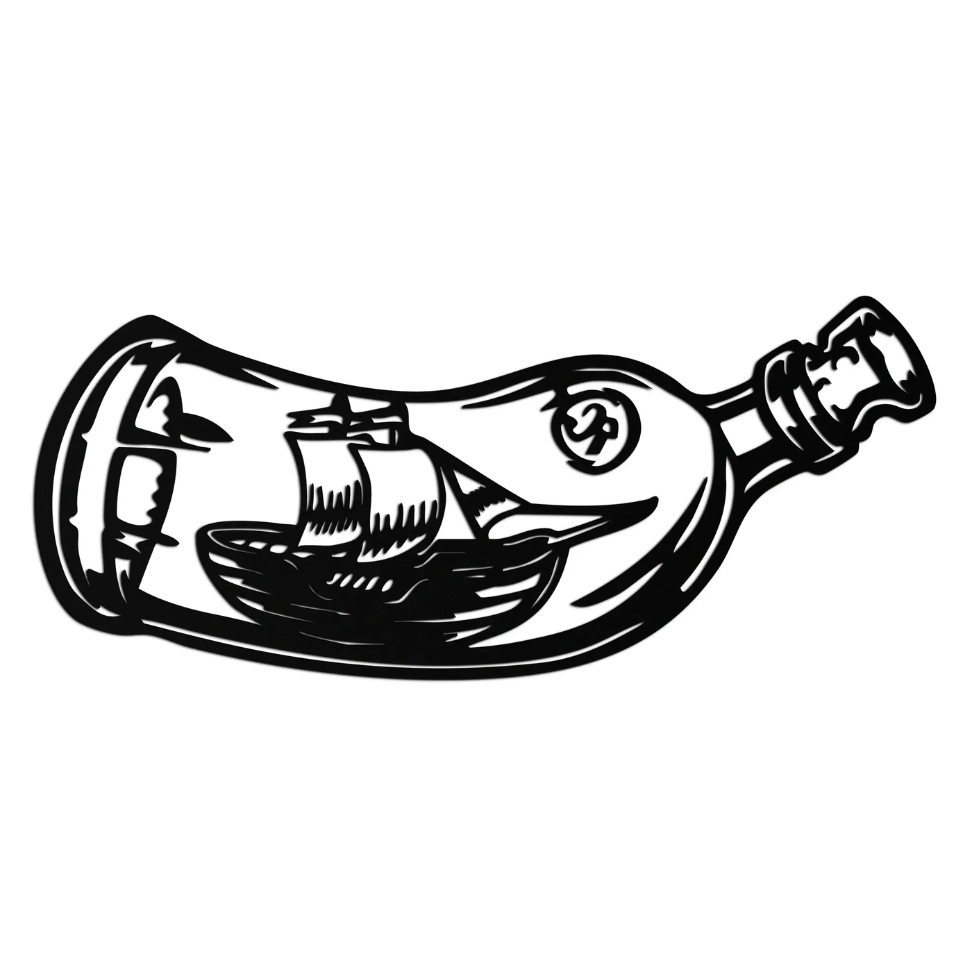 Ship in a Bottle Metal Wall Art – Nautical Silhouette Design for Sea Lovers- KAF691 by Enova Art