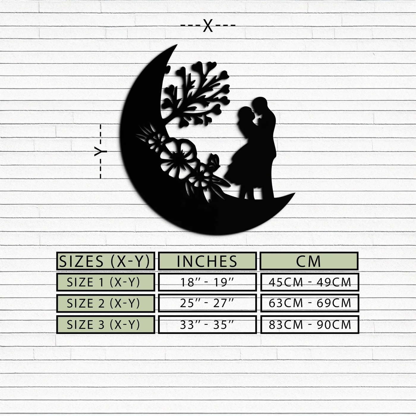 : Lovers on the Moon Metal Wall Art – Romantic Silhouette for Dreamy Interiors- KAF695 by Enova Art