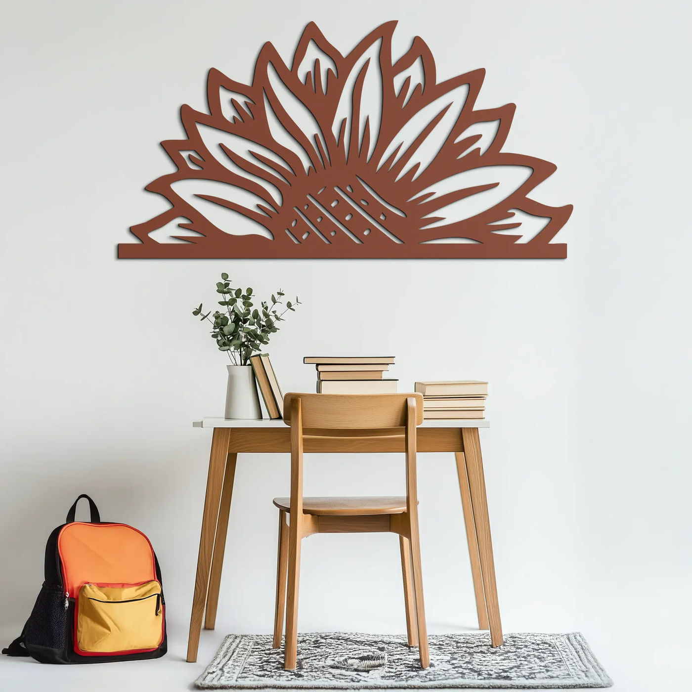 Half Sunflower Metal Wall Art – Nature-Inspired Floral Silhouette for Bright Interiors- KAF696 by Enova Art