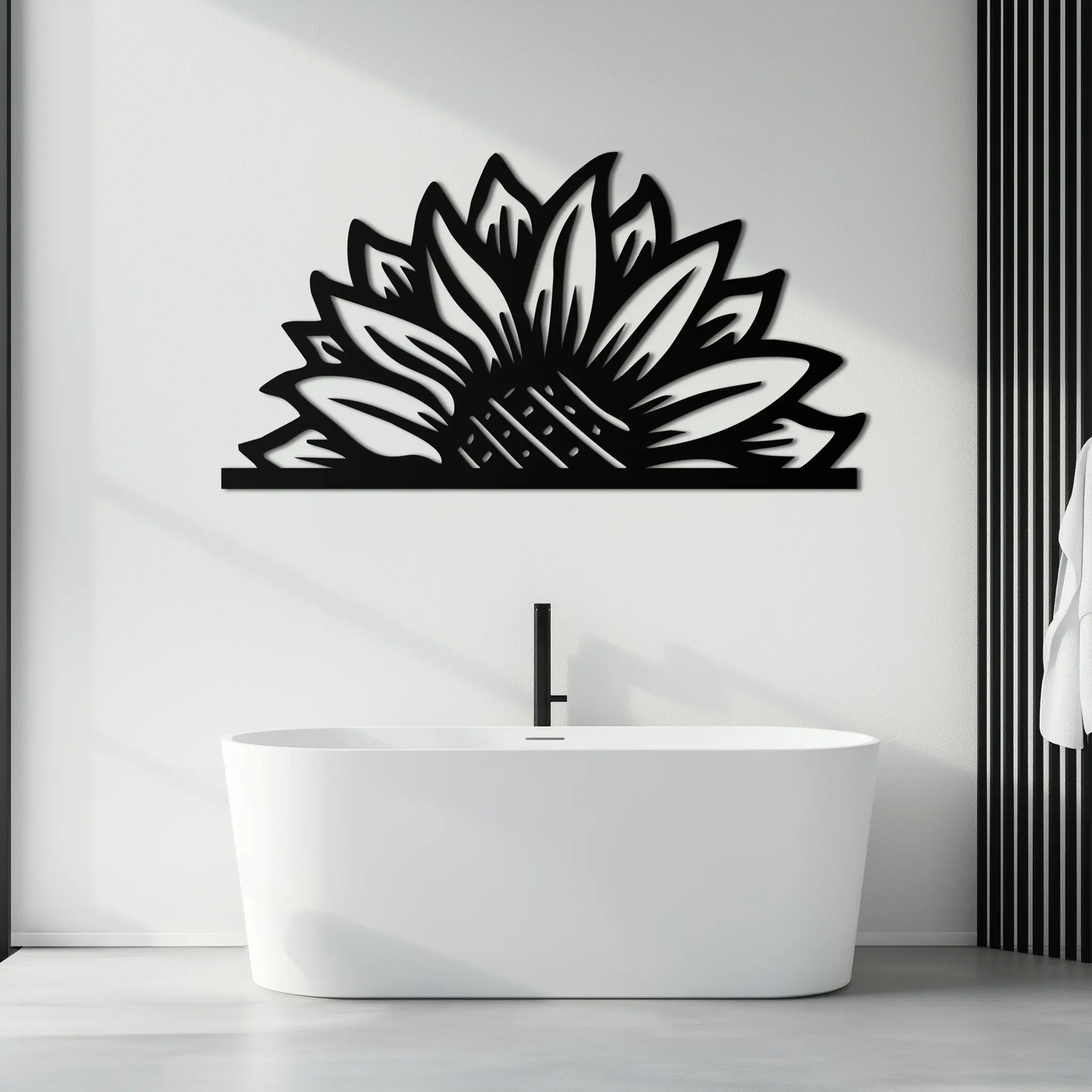 Half Sunflower Metal Wall Art – Nature-Inspired Floral Silhouette for Bright Interiors- KAF696 by Enova Art