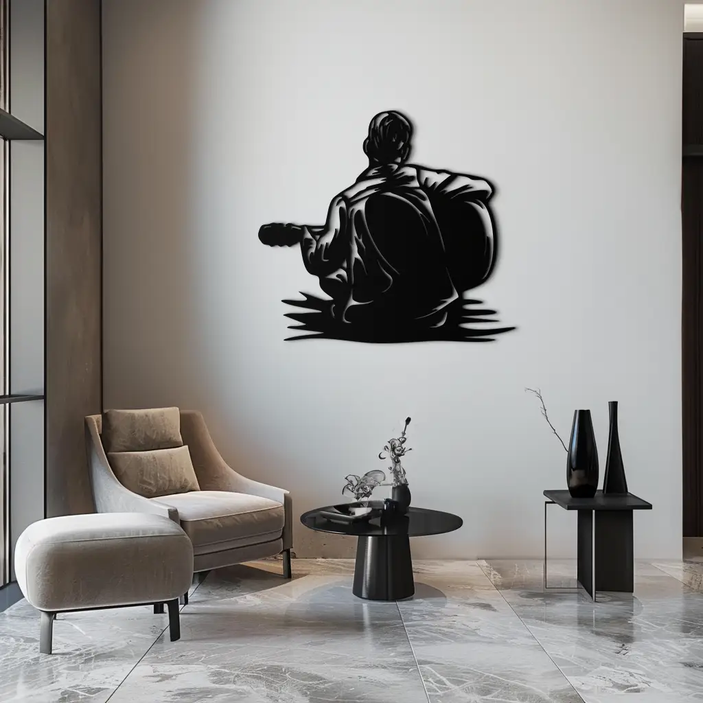 Guitar Boy Metal Wall Art – Musical Silhouette Design for Kids’ Rooms and Music Corners- KAF697 by Enova Art