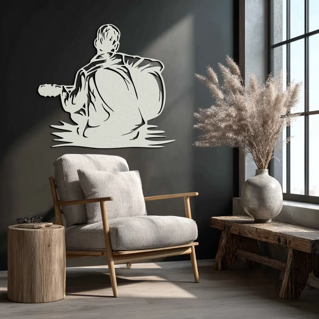 Guitar Boy Metal Wall Art – Musical Silhouette Design for Kids’ Rooms and Music Corners- KAF697 by Enova Art