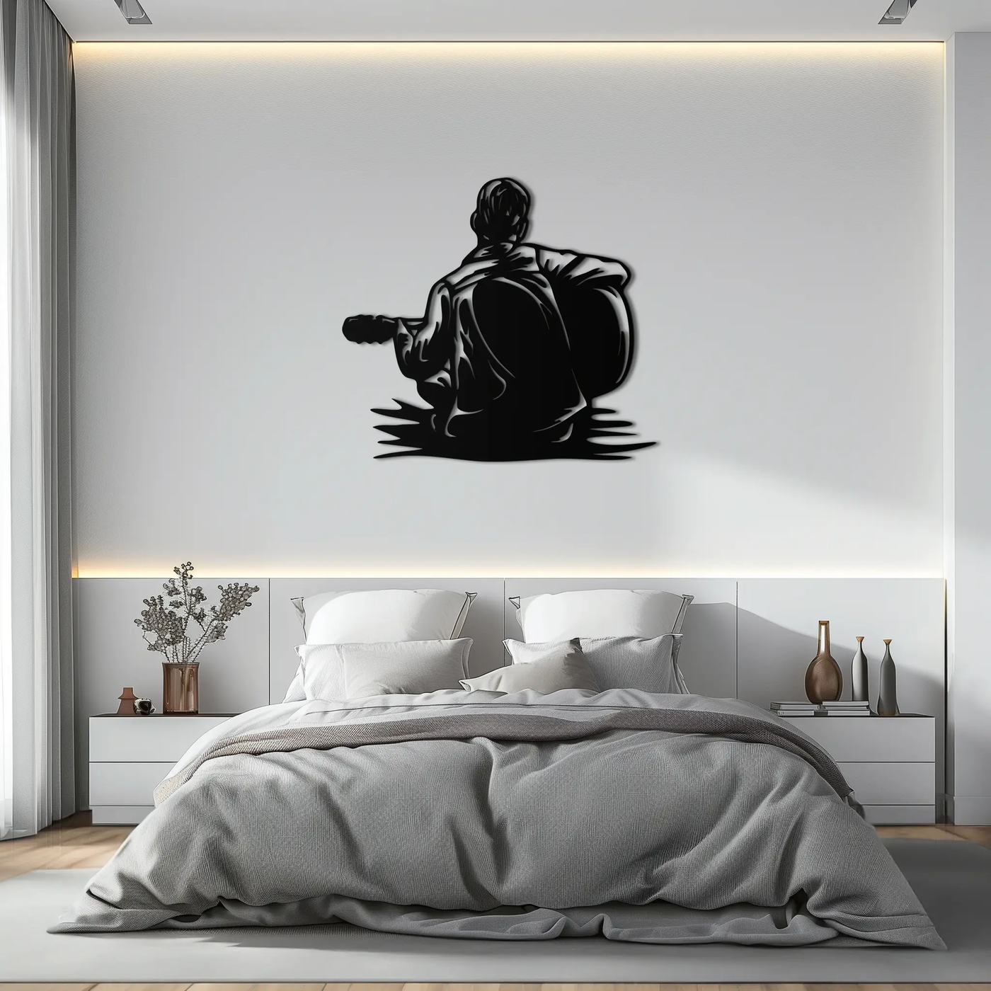 Guitar Boy Metal Wall Art – Musical Silhouette Design for Kids’ Rooms and Music Corners- KAF697 by Enova Art
