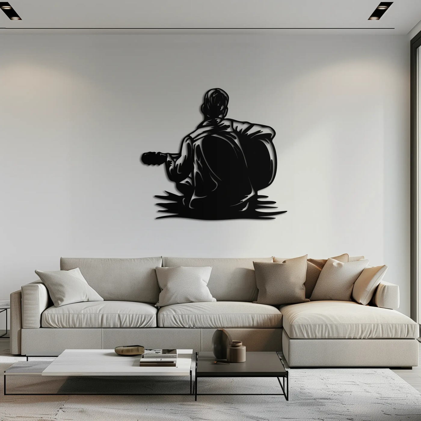 Guitar Boy Metal Wall Art – Musical Silhouette Design for Kids’ Rooms and Music Corners- KAF697 by Enova Art