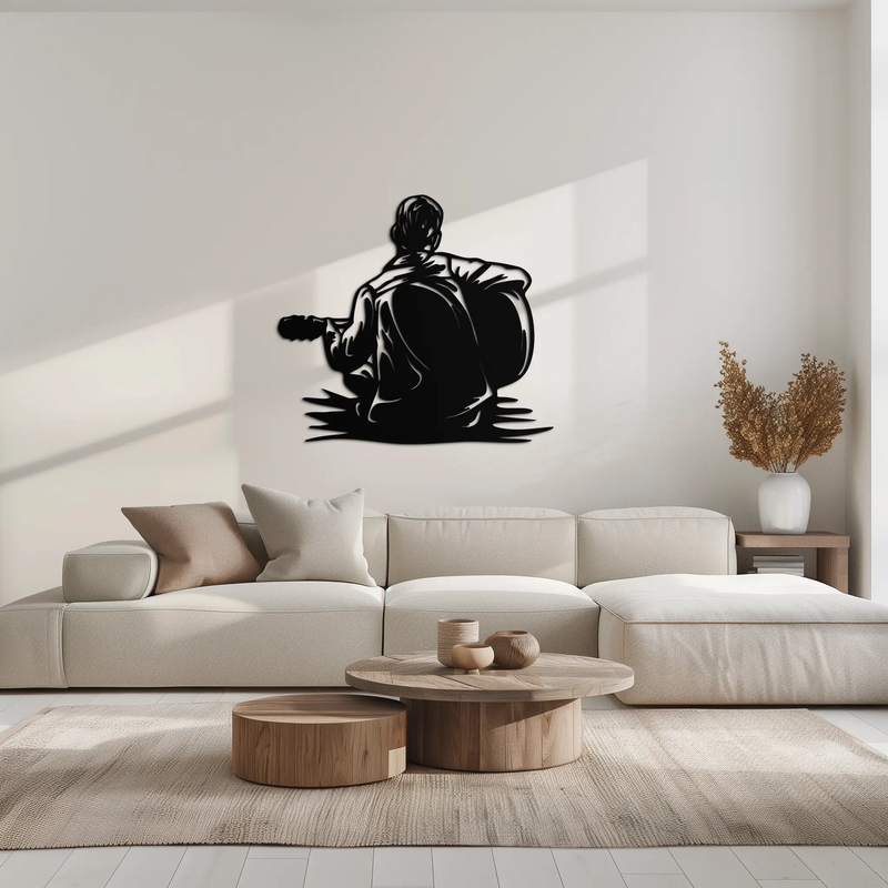 Guitar Boy Metal Wall Art – Musical Silhouette Design for Kids’ Rooms and Music Corners- KAF697 by Enova Art