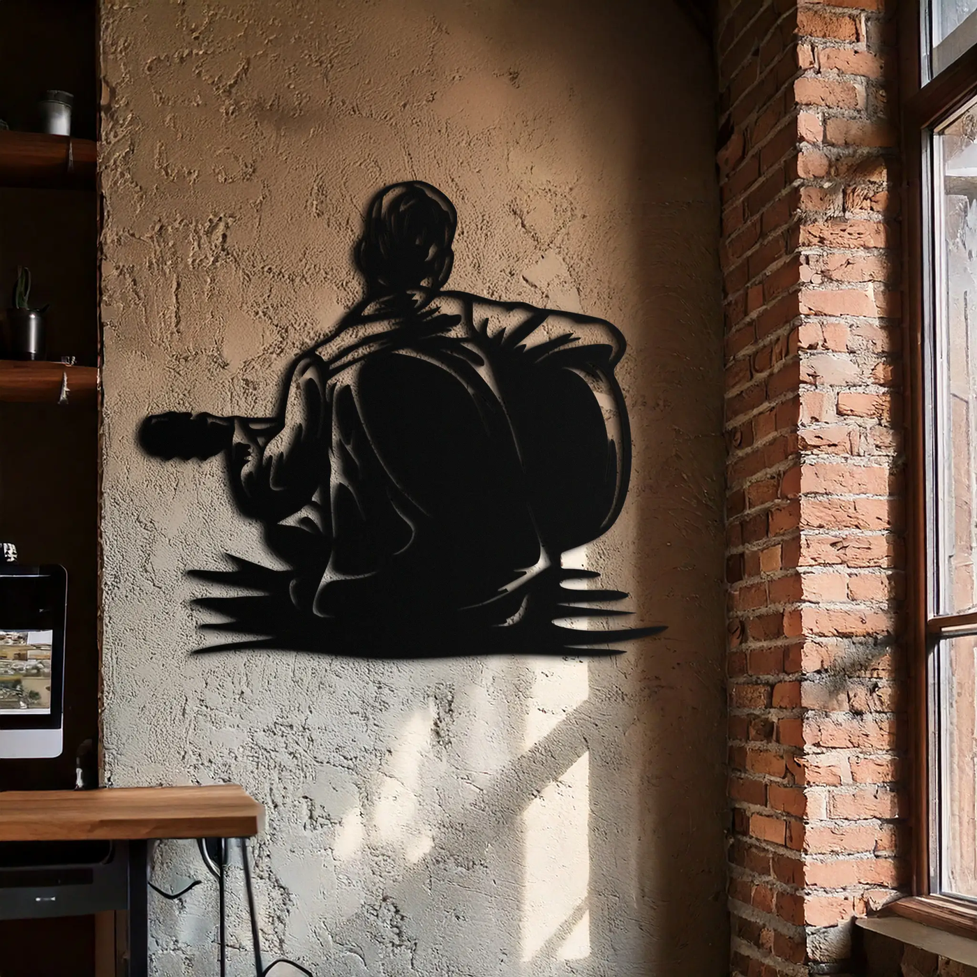 Guitar Boy Metal Wall Art – Musical Silhouette Design for Kids’ Rooms and Music Corners- KAF697 by Enova Art