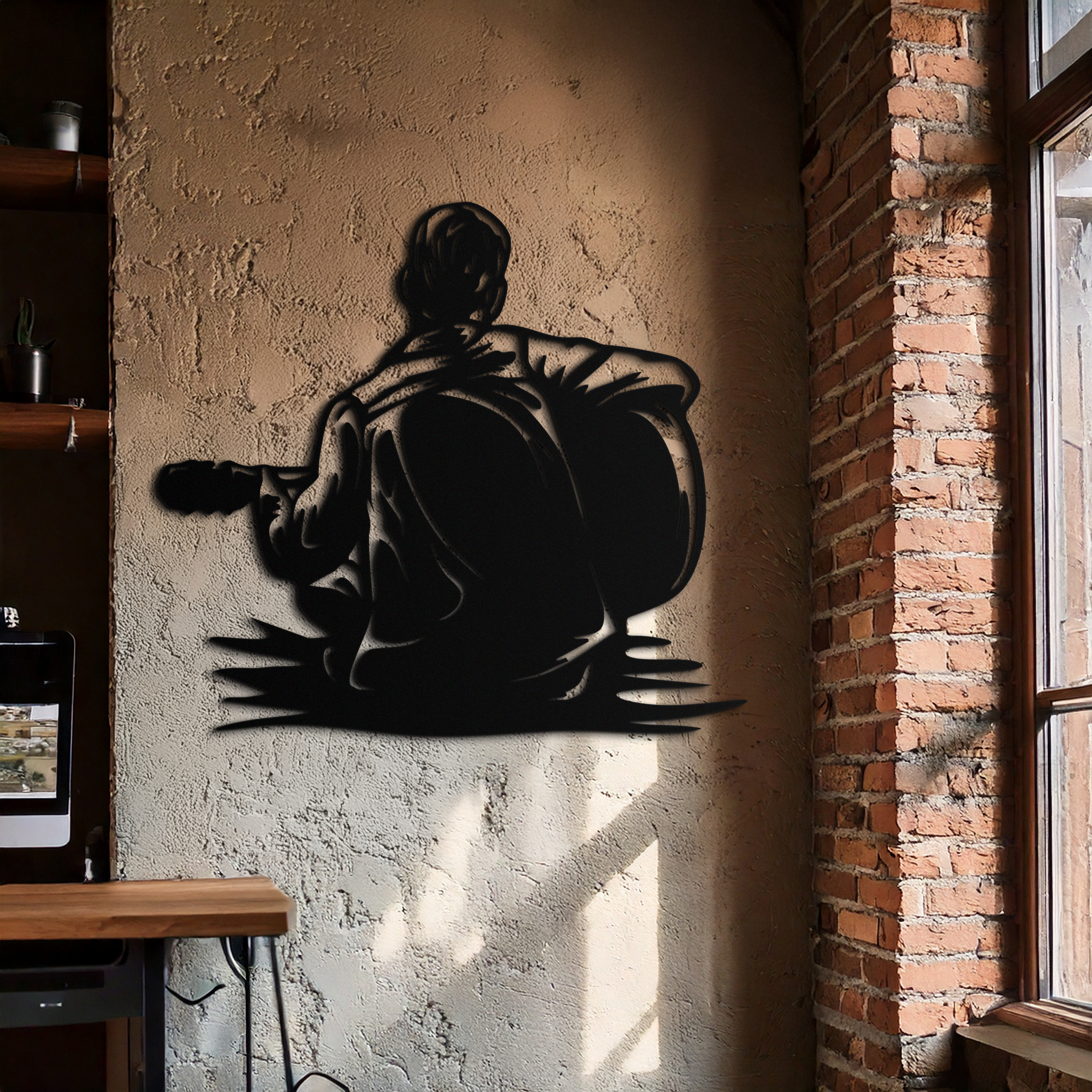 Guitar Boy Metal Wall Art – Musical Silhouette Design for Kids’ Rooms and Music Corners- KAF697 by Enova Art