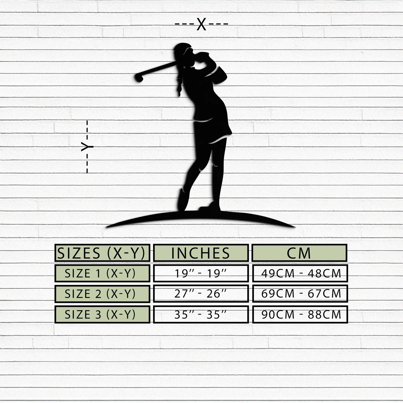 Female Golfer Metal Wall Art – Elegant Sports Silhouette for Modern Spaces- KAF698 by Enova Art