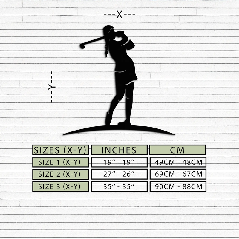 Female Golfer Metal Wall Art – Elegant Sports Silhouette for Modern Spaces- KAF698 by Enova Art