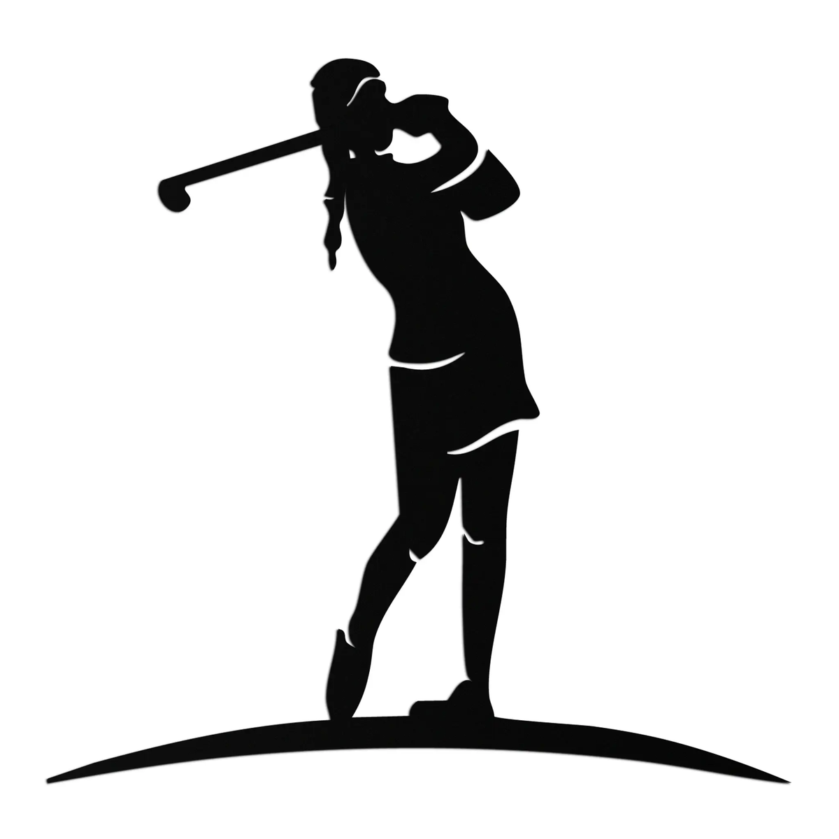 Female Golfer Metal Wall Art – Elegant Sports Silhouette for Modern Spaces- KAF698 by Enova Art