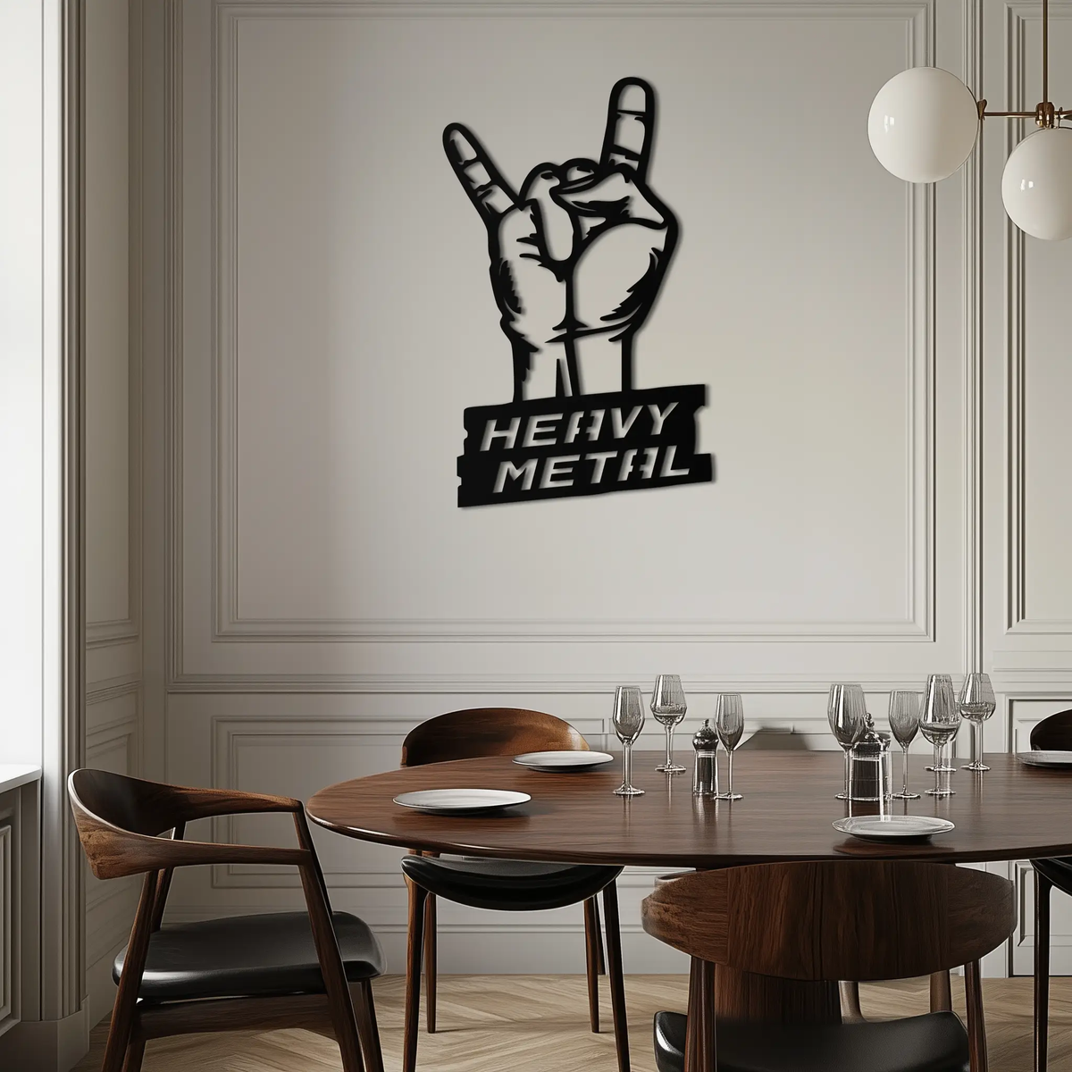 Heavy Metal Hand Sign Metal Wall Art – Bold Rock-Inspired Décor for Music Lovers- KAF700 by Enova Art