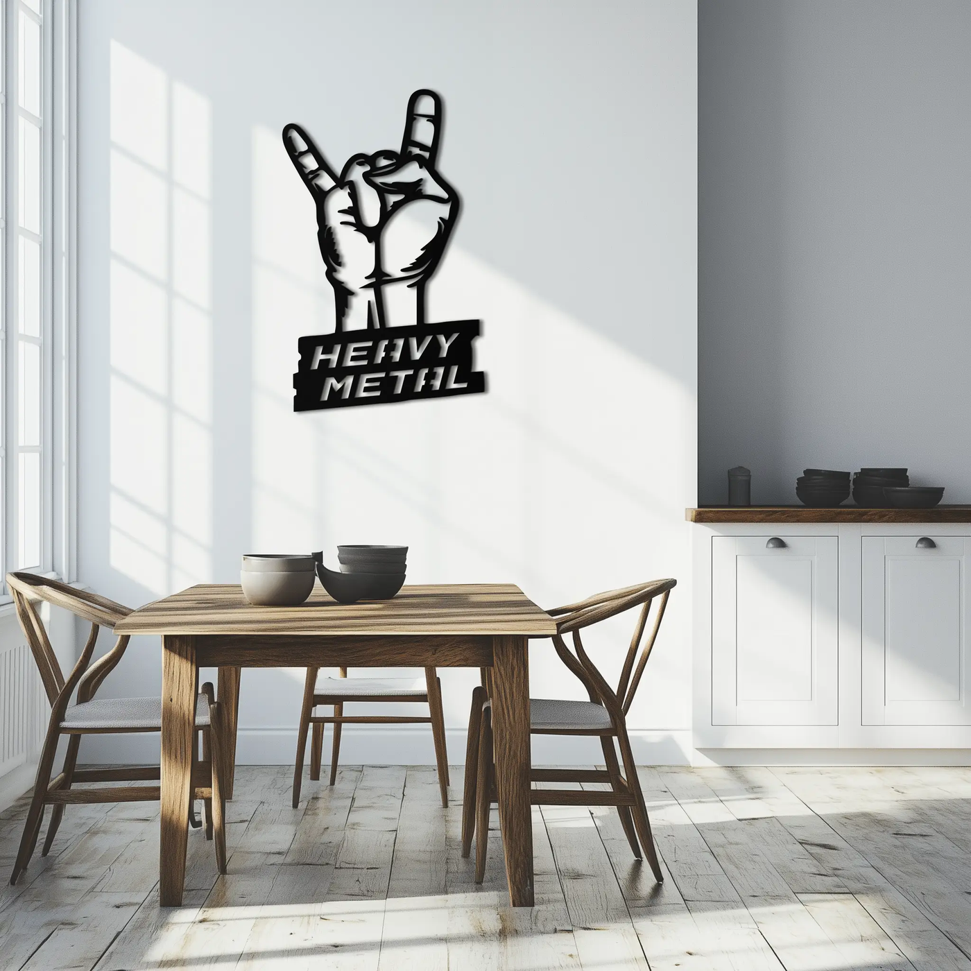 Heavy Metal Hand Sign Metal Wall Art – Bold Rock-Inspired Décor for Music Lovers- KAF700 by Enova Art