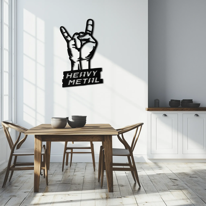 Heavy Metal Hand Sign Metal Wall Art – Bold Rock-Inspired Décor for Music Lovers- KAF700 by Enova Art