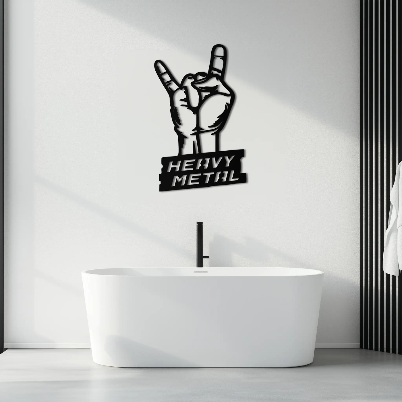 Heavy Metal Hand Sign Metal Wall Art – Bold Rock-Inspired Décor for Music Lovers- KAF700 by Enova Art