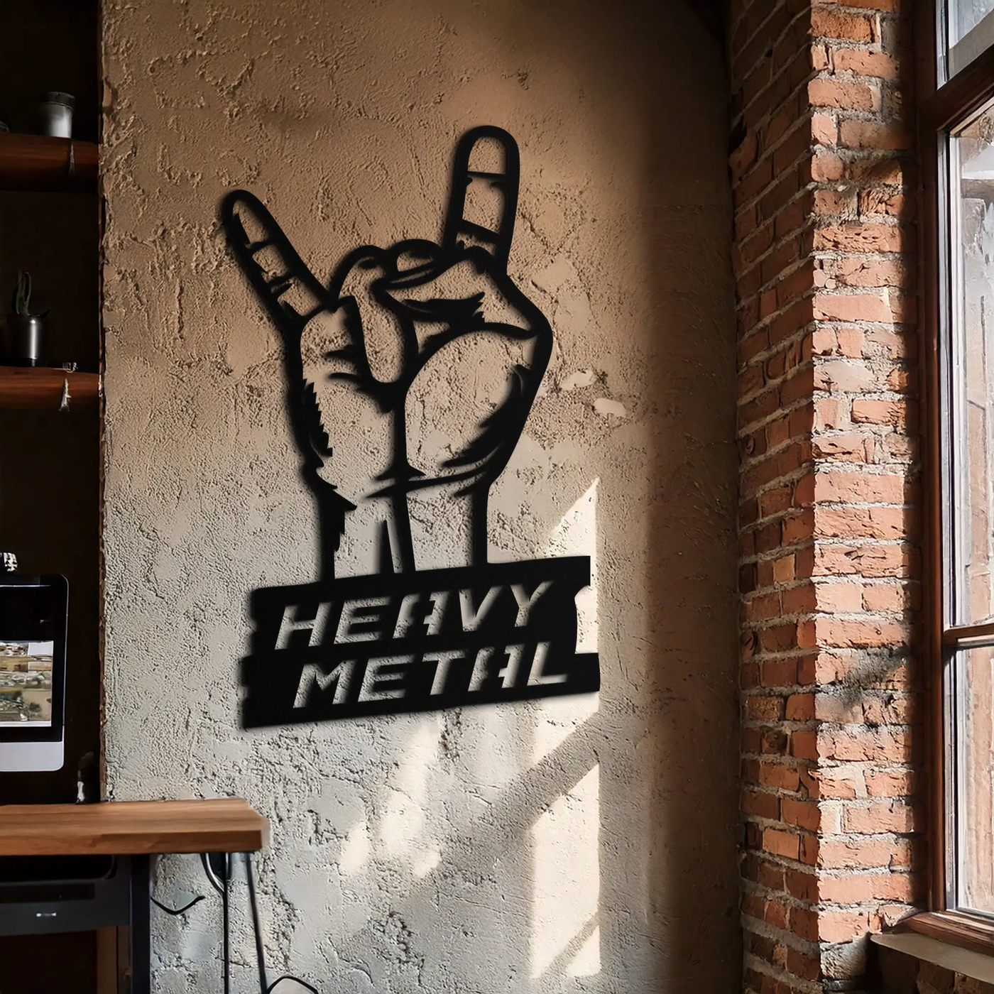 Heavy Metal Hand Sign Metal Wall Art – Bold Rock-Inspired Décor for Music Lovers- KAF700 by Enova Art