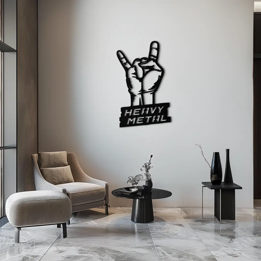 Heavy Metal Hand Sign Metal Wall Art – Bold Rock-Inspired Décor for Music Lovers- KAF700 by Enova Art