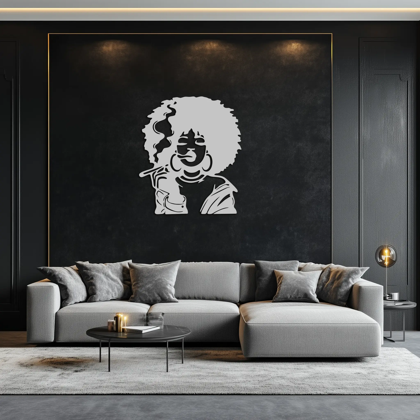 Afro Woman Smoking Silhouette Metal Wall Art – Bold Statement Decor- KAF701 by Enova Art