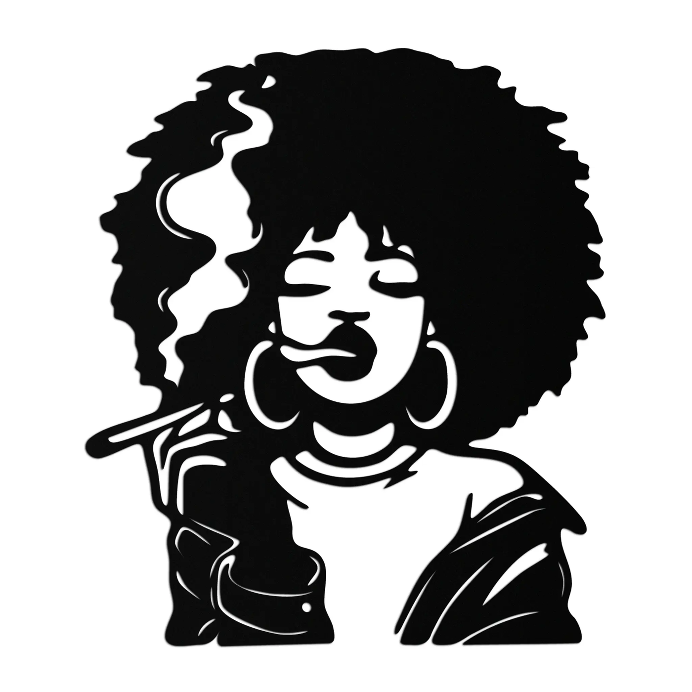 Afro Woman Smoking Silhouette Metal Wall Art – Bold Statement Decor- KAF701 by Enova Art