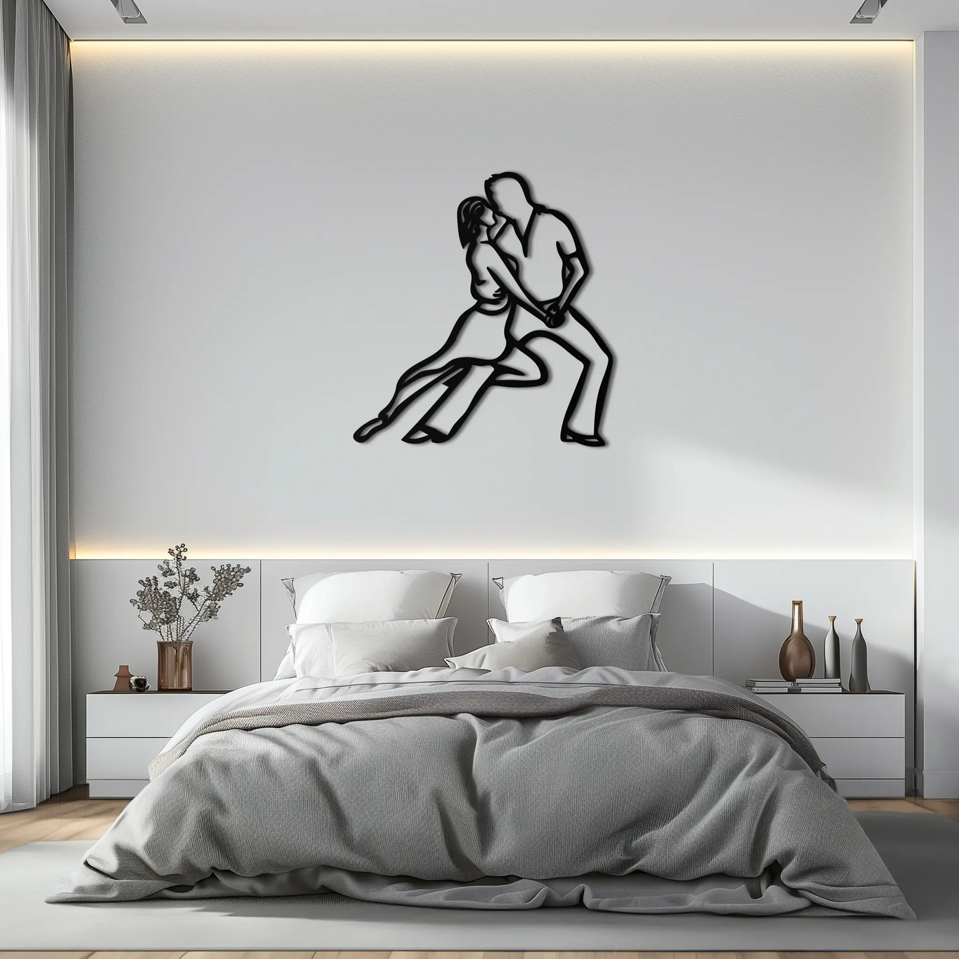 Passionate Dance Metal Wall Art – Romantic Couple Silhouette Home Decor- KAF705 by Enova Art