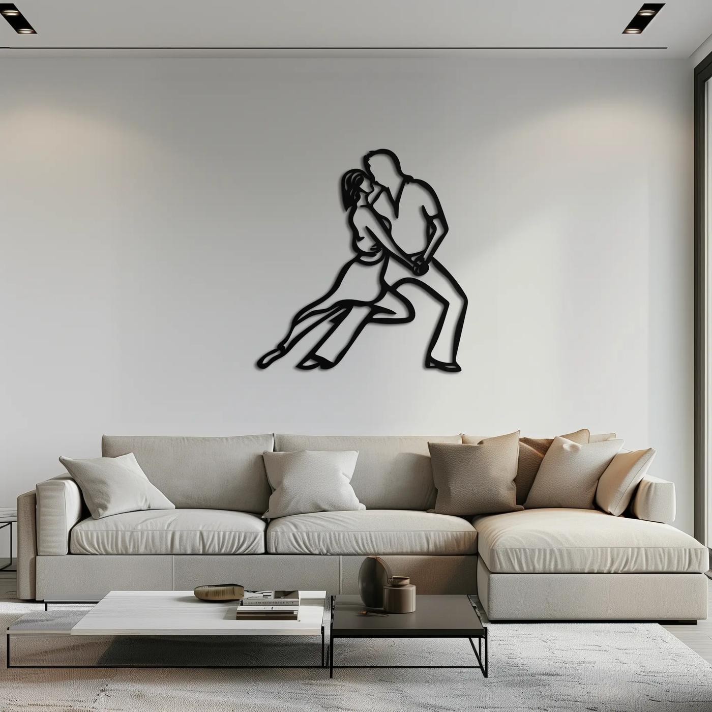 Passionate Dance Metal Wall Art – Romantic Couple Silhouette Home Decor- KAF705 by Enova Art